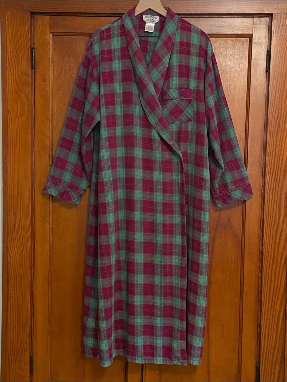 Lanz of Salzburg by Eileen West Flannel Robe XL Plaid Long Cotton Wrap